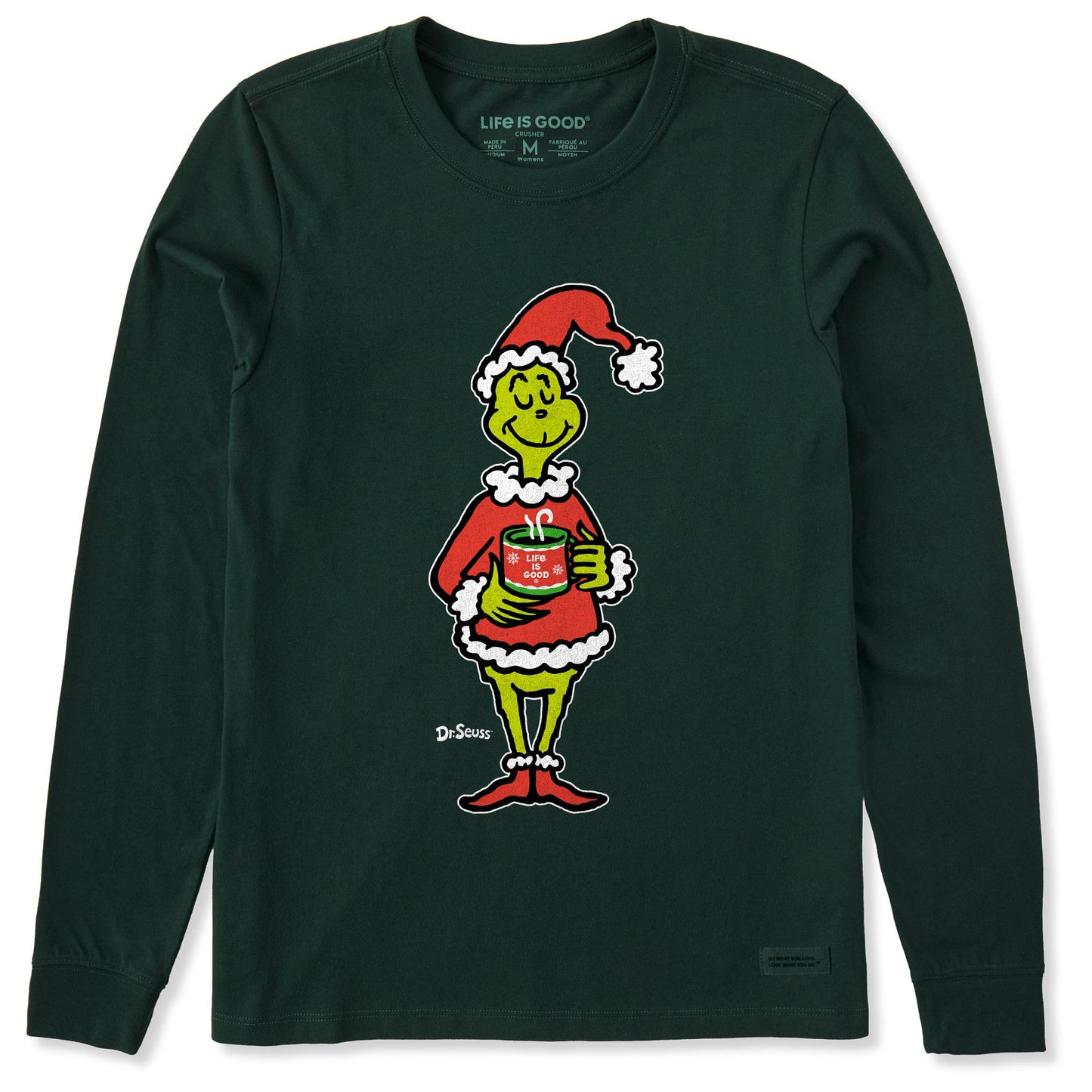 Women's Coffee Makes me Less Grinchy Long Sleeve Crusher Tee