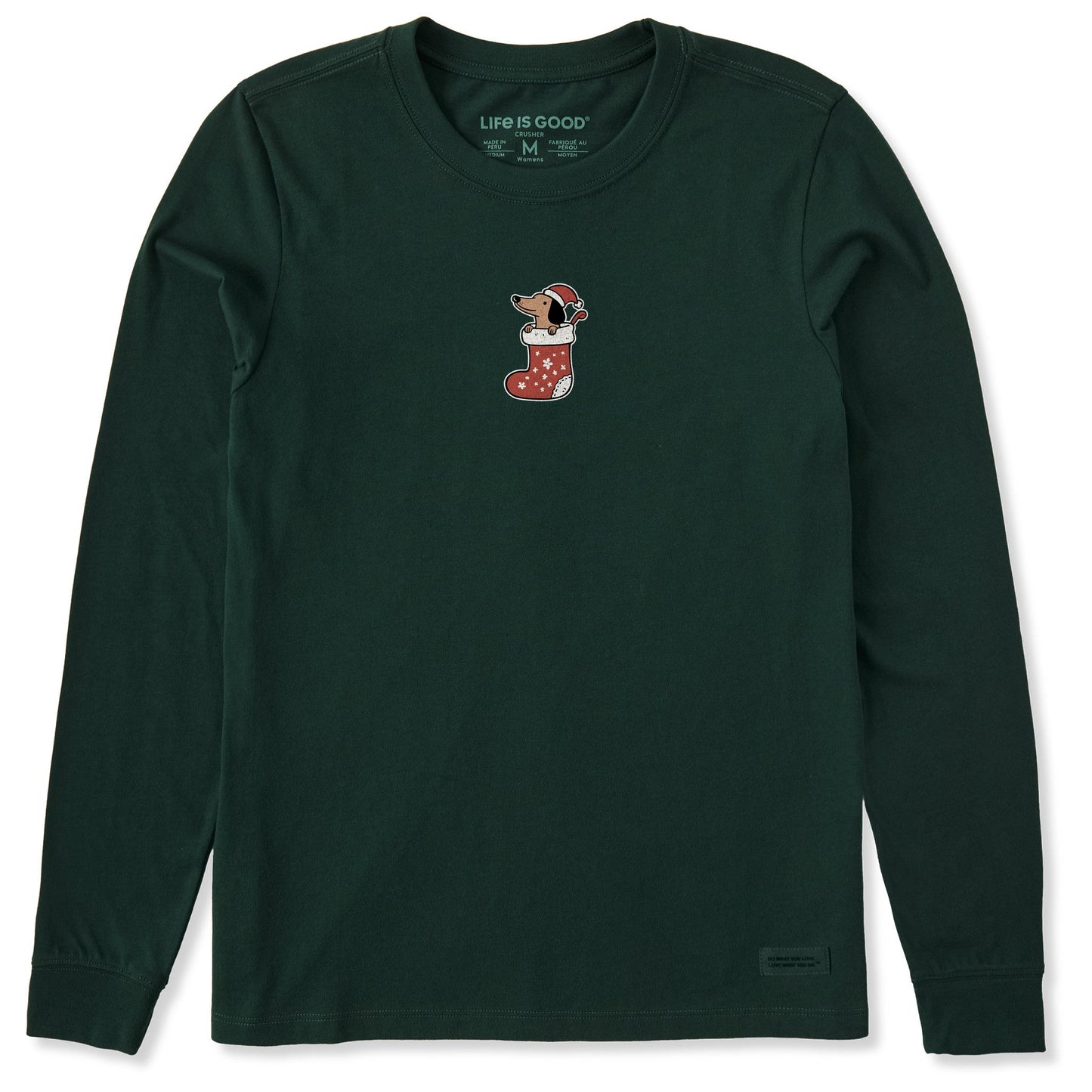 Women's Dachshund Stocking Long Sleeve Crusher Tee