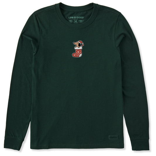 Women's Dachshund Stocking Long Sleeve Crusher Tee
