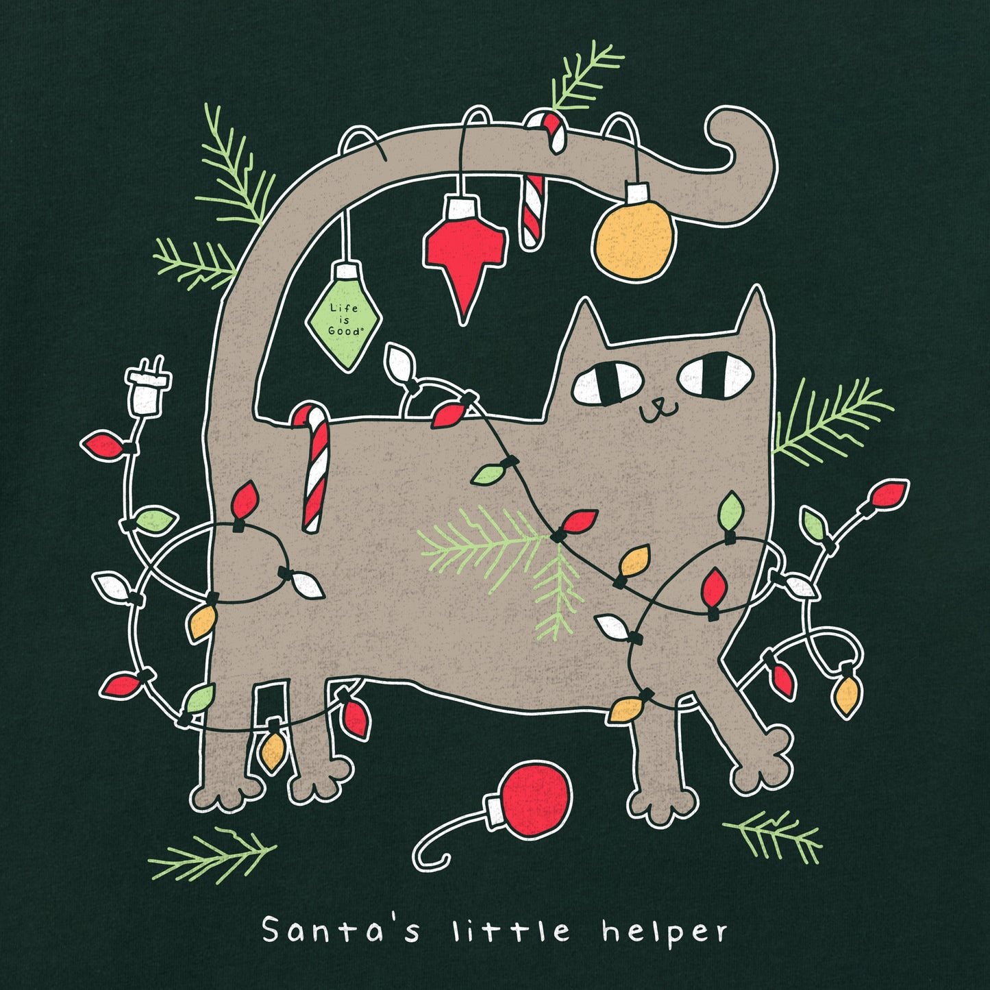 Women's Christmas Cat Long Sleeve Crusher Tee