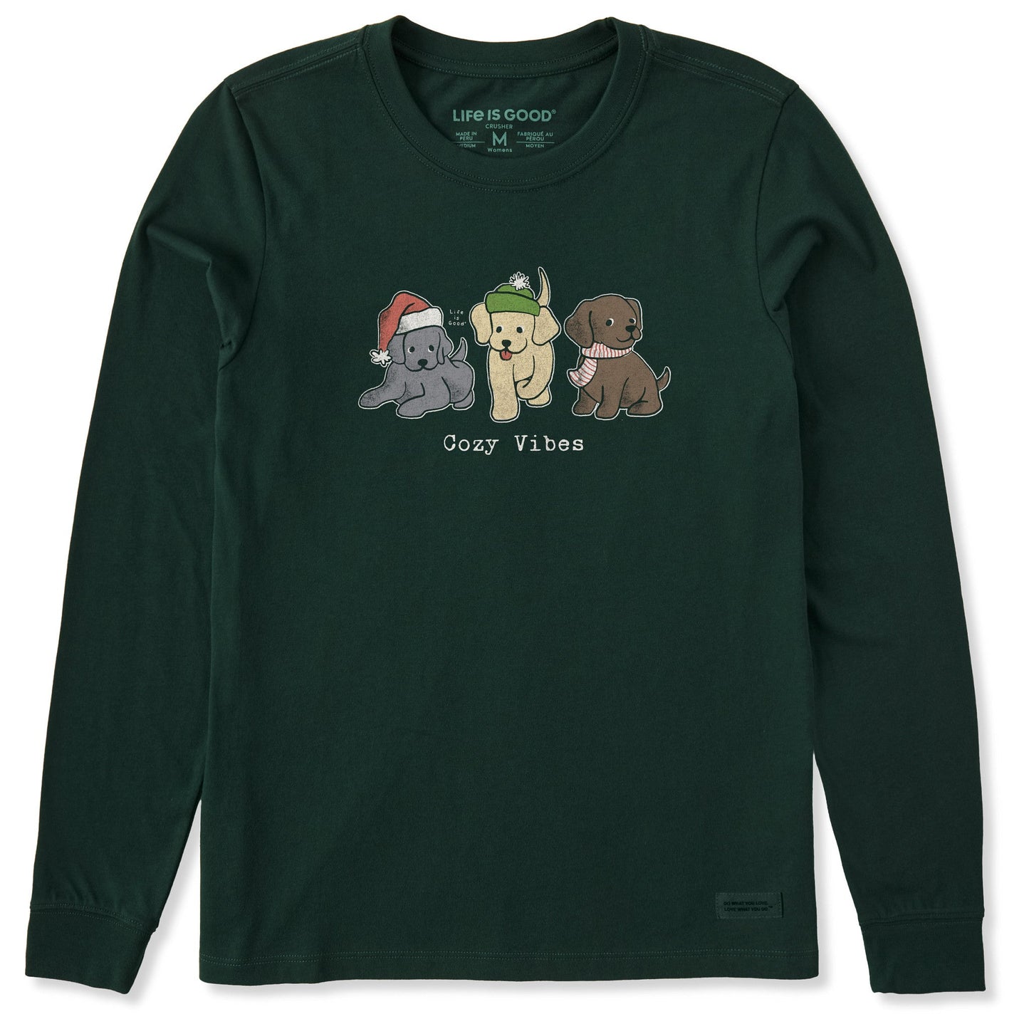 Women's Cozy Vibes Puppies Long Sleeve Crusher Tee