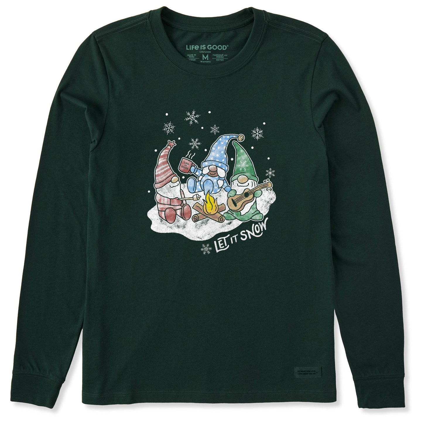 Women's Camping Gnomes Let it Snow Long Sleeve Crusher Tee