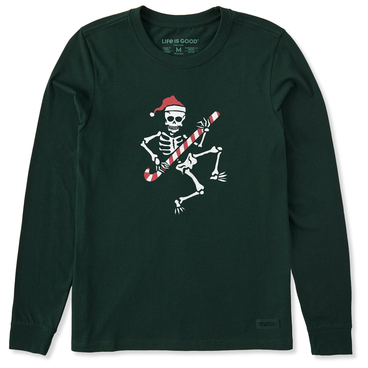 Women's Candy Cane Skeleton Long Sleeve Crusher Tee