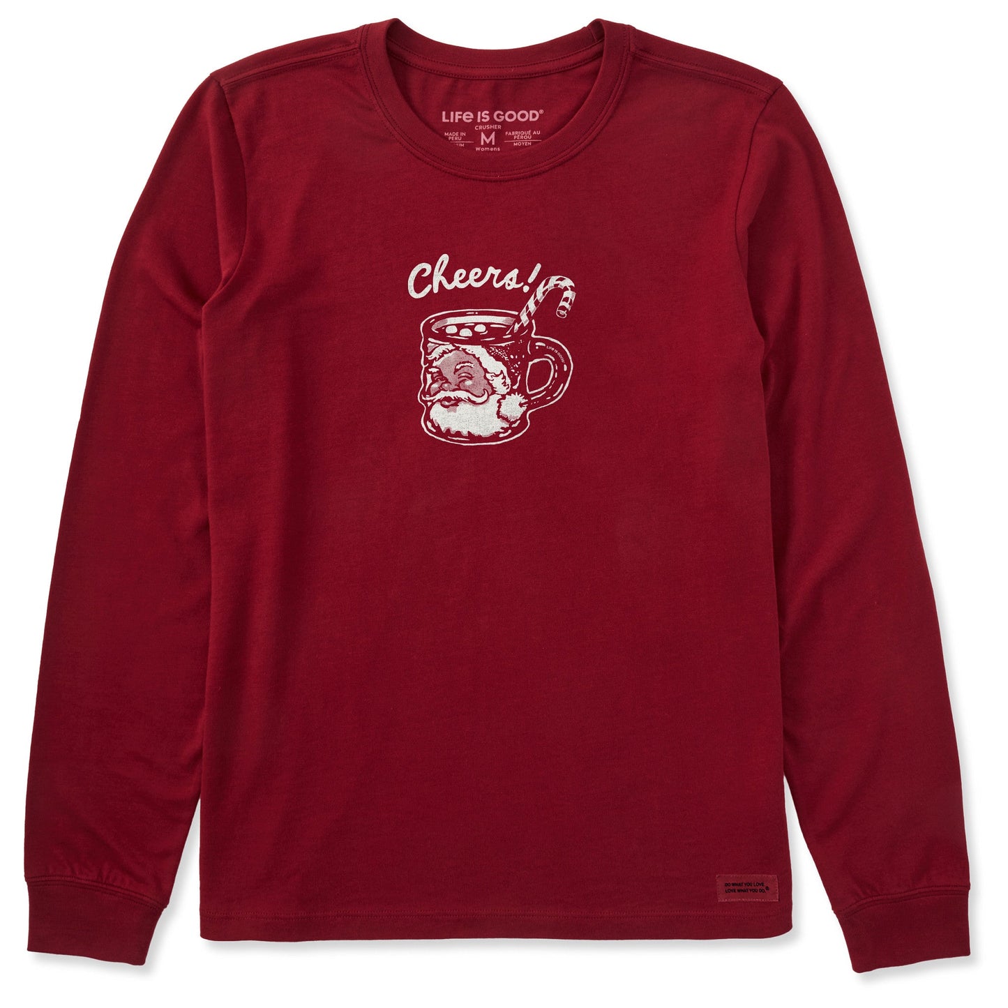 Women's Cheers Santa Mug Long Sleeve Crusher Tee