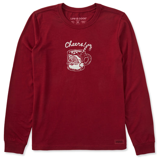 Women's Cheers Santa Mug Long Sleeve Crusher Tee