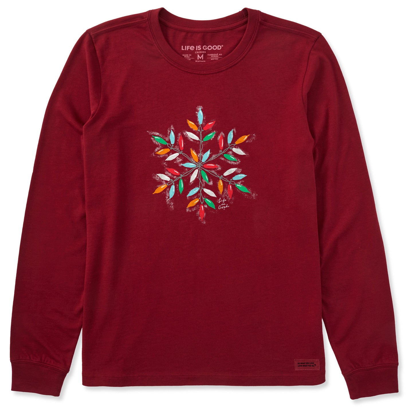 Women's Snowflake Holiday Lights Long Sleeve Crusher Tee