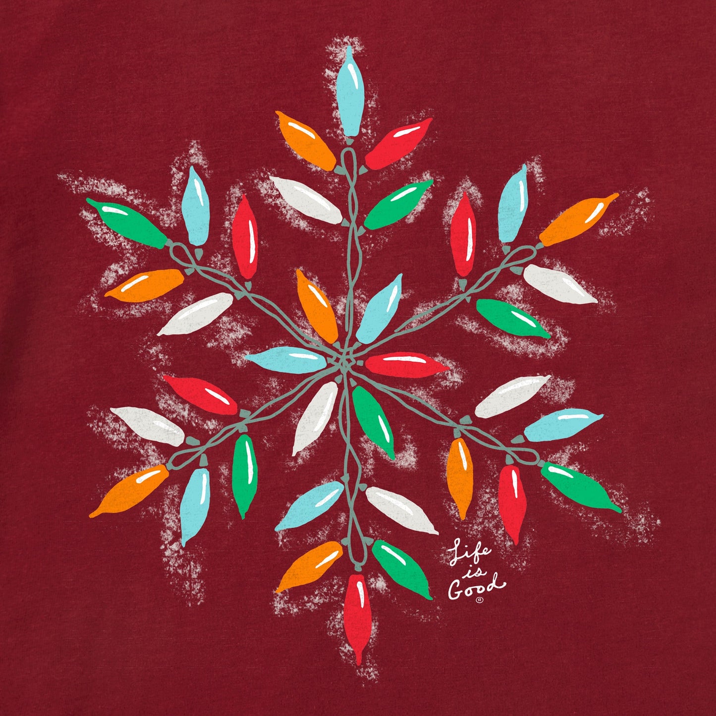 Women's Snowflake Holiday Lights Long Sleeve Crusher Tee