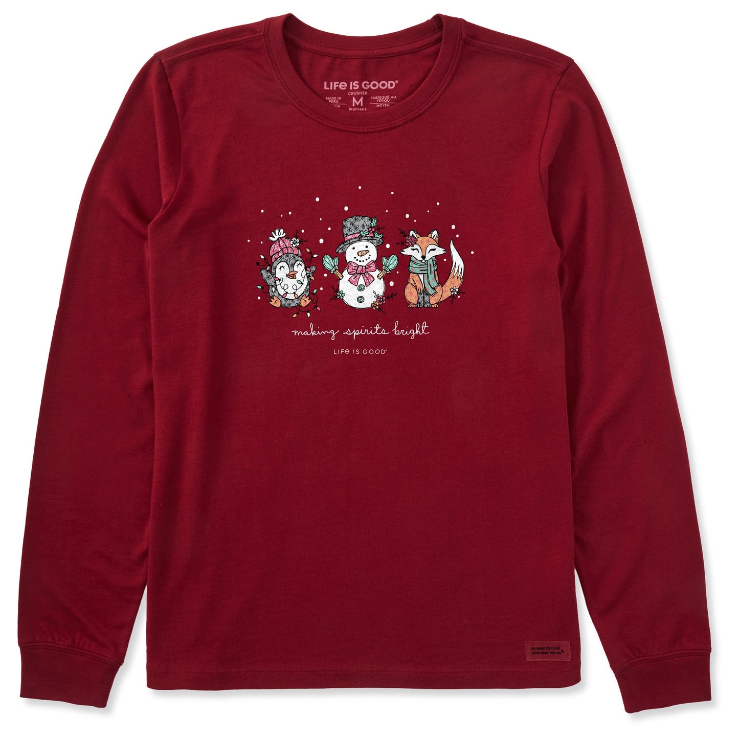 Women's Spirits Bright Snowman, etc Long Sleeve Crusher Tee
