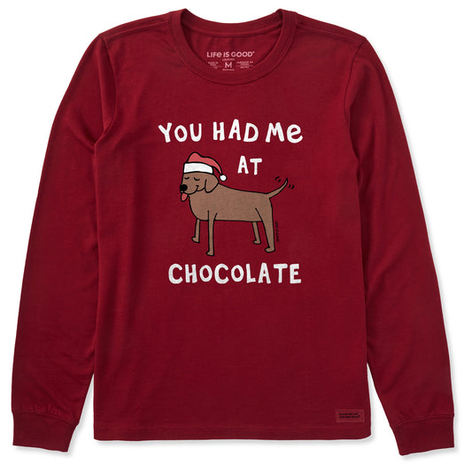 Women's You Had me at Chocolate Lab Long Sleeve Crusher Tee