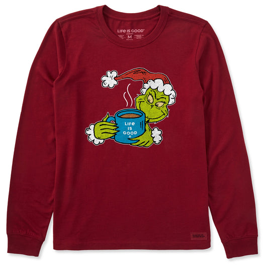 Women's Pop Art Grinch Coffee Long Sleeve Crusher Tee