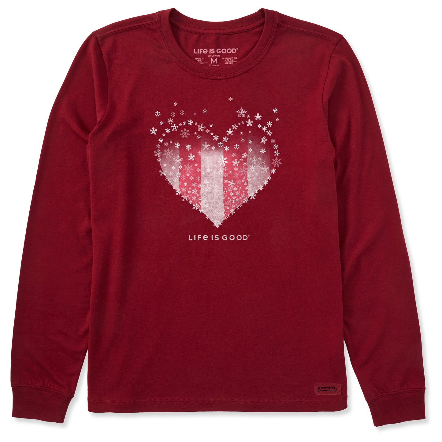 Women's Christmas Heart Long Sleeve Crusher Tee