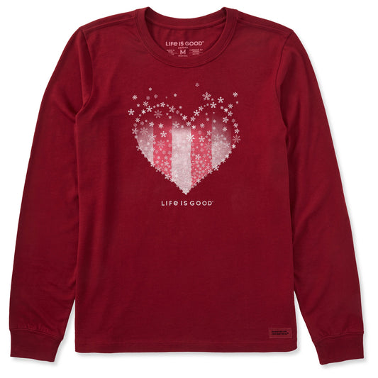 Women's Christmas Heart Long Sleeve Crusher Tee