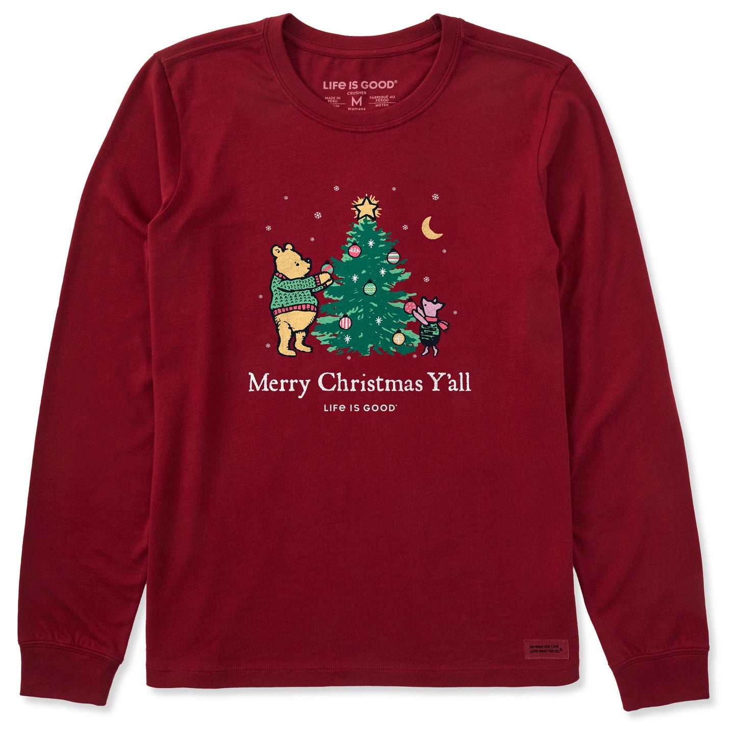 Women's Winnie Merry Christmas Y'all Long Sleeve Crusher Tee