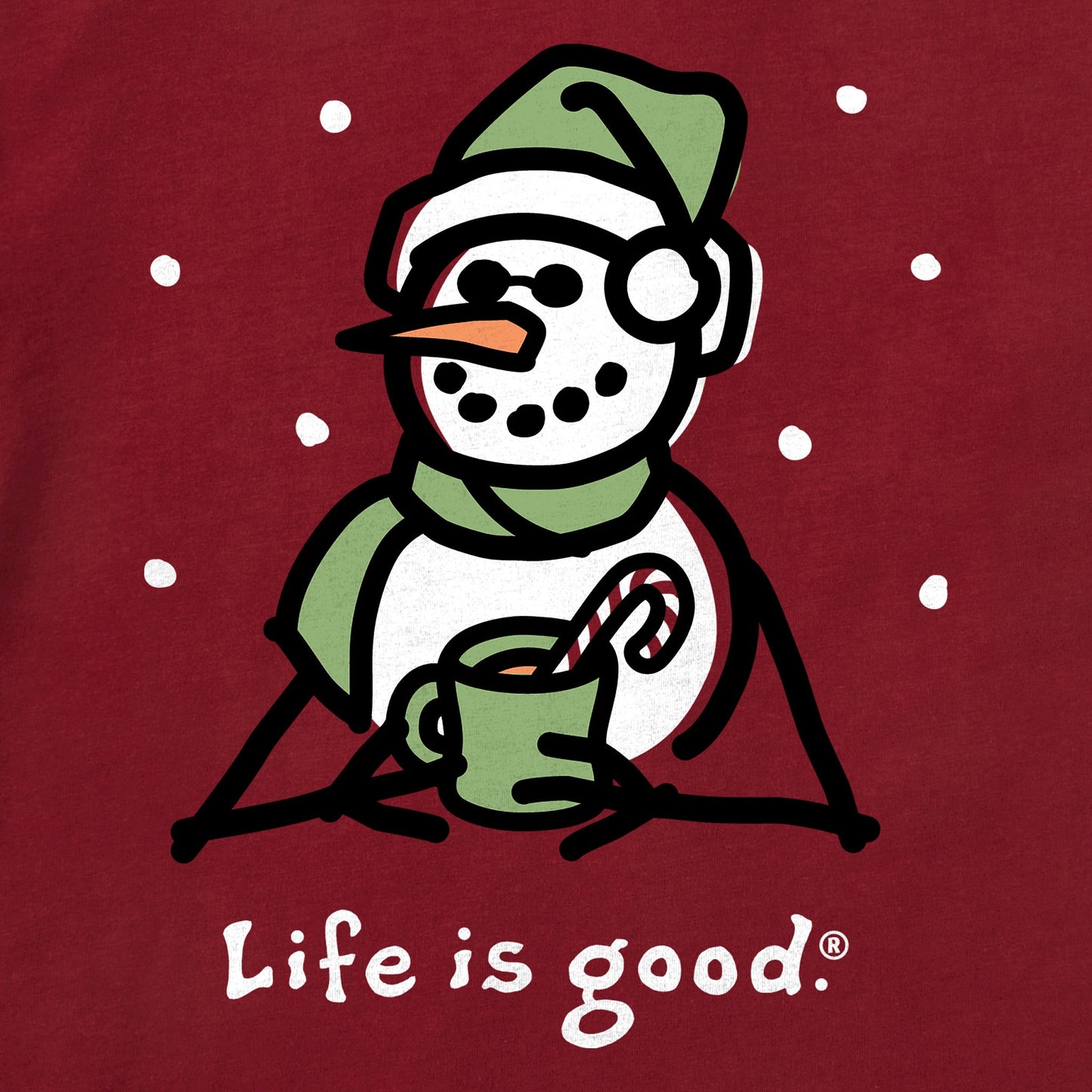 Women's Snowman Coffee Cane Long Sleeve Crusher Tee