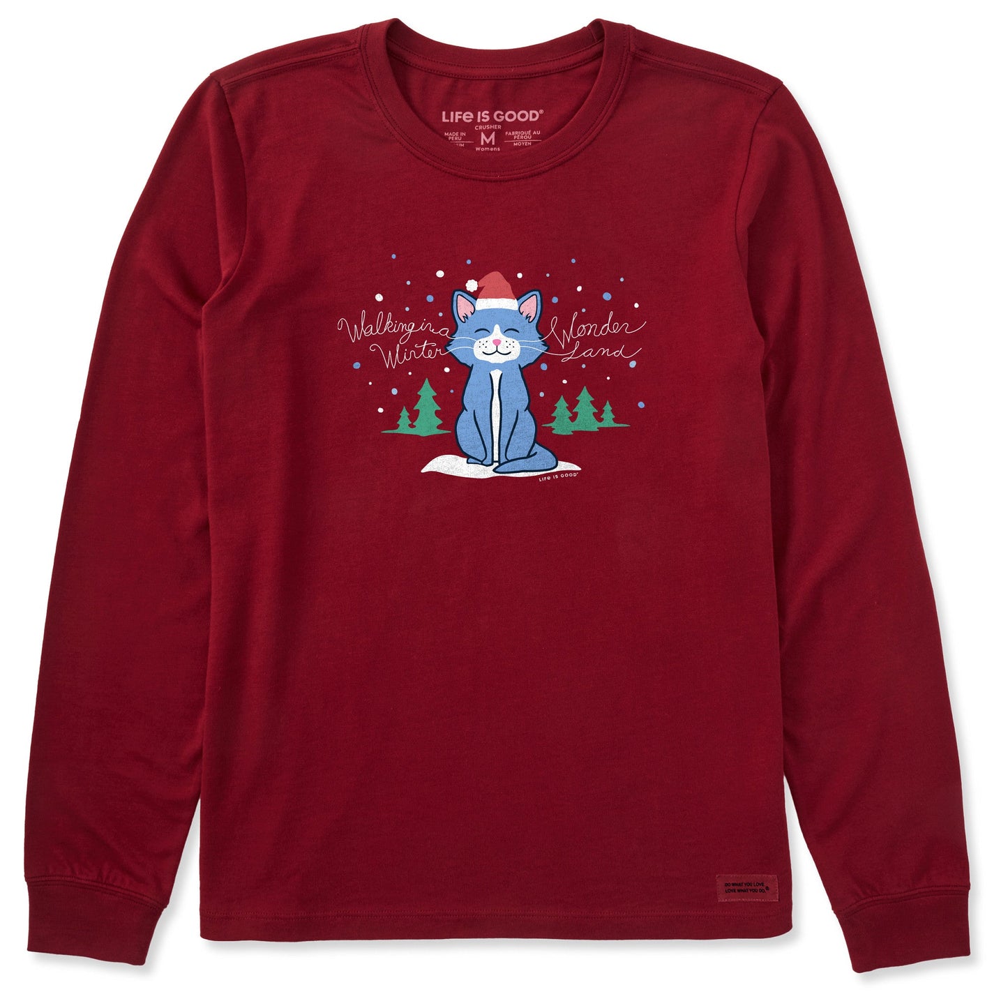 Women's Winter Wonderland Cat Long Sleeve Crusher Tee