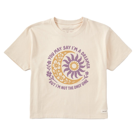 Women's You May Say I'm a Dreamer Sun Moon Short Sleeve Crusher Boxy Tee