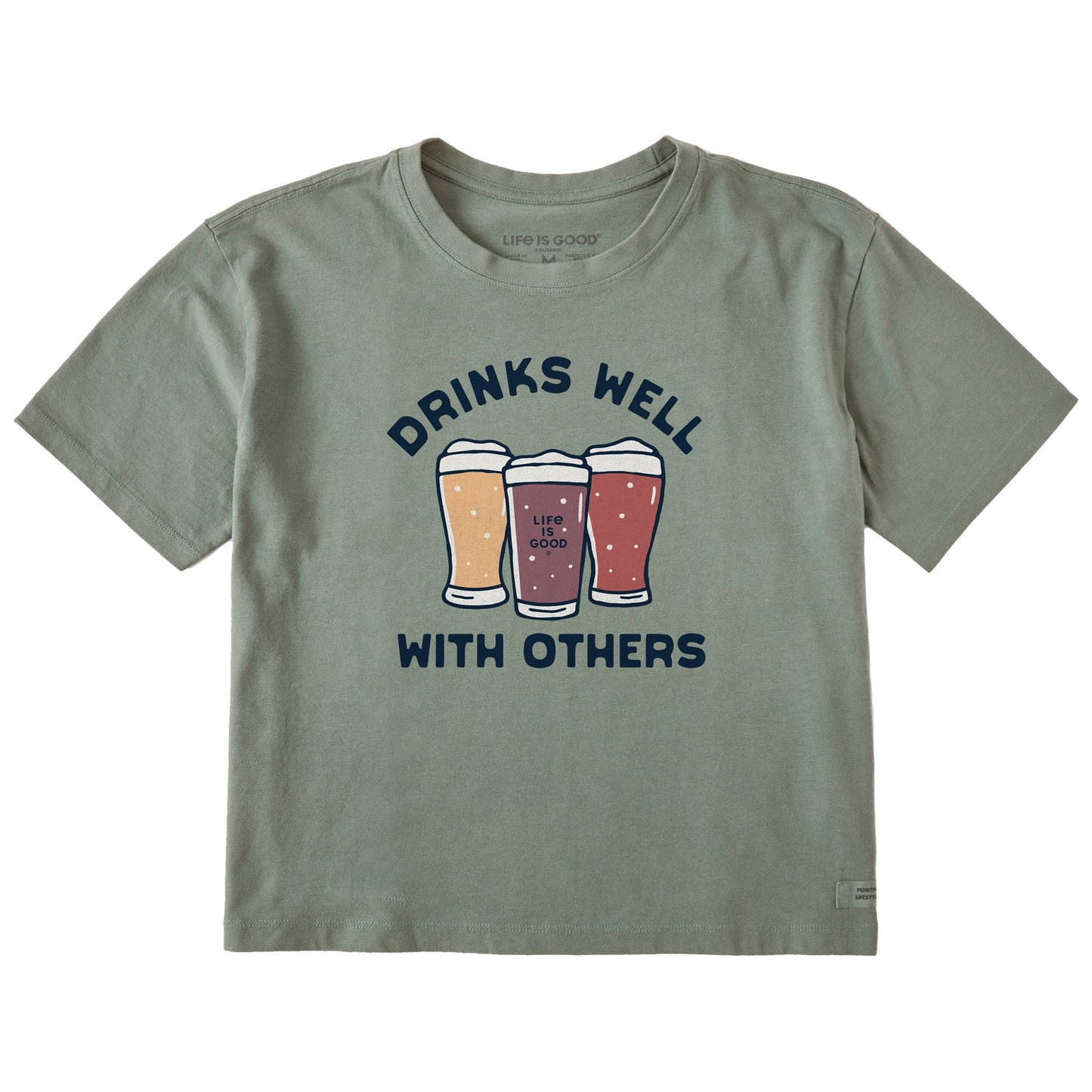 Women's Drinks Beer Well with Others Short Sleeve Crusher Boxy Tee