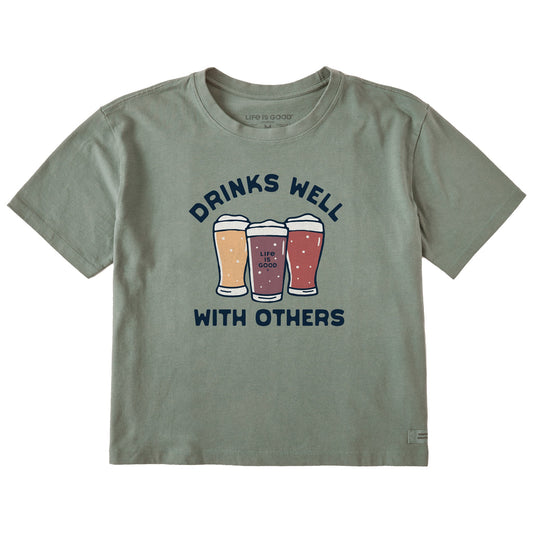 Women's Drinks Beer Well with Others Short Sleeve Crusher Boxy Tee
