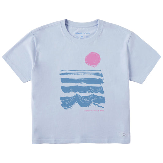 Women's Happiness Comes in Brushy Waves Short Sleeve Crusher Boxy Tee
