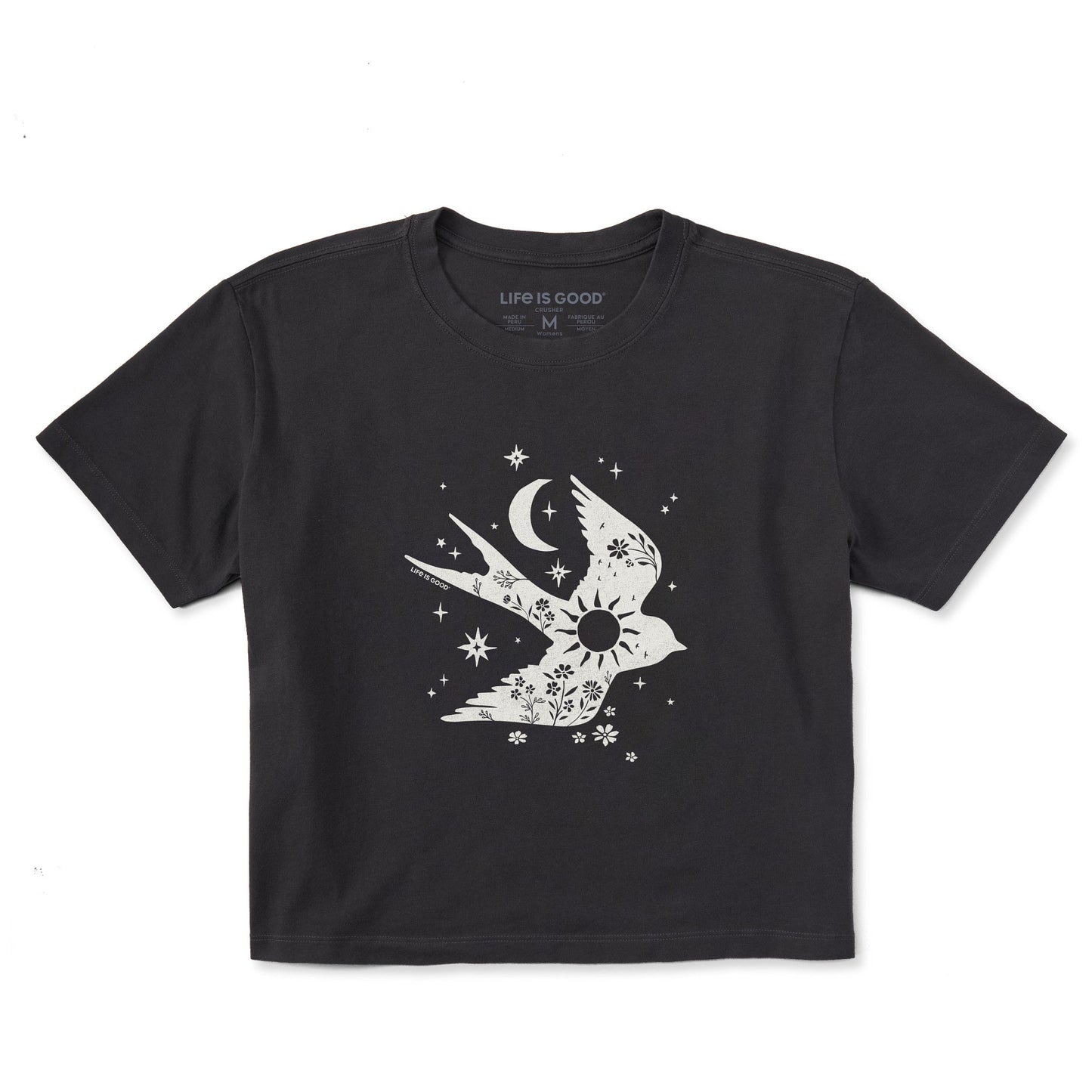 Women's Floral Celestial Sparrow Short Sleeve Crusher Boxy Tee