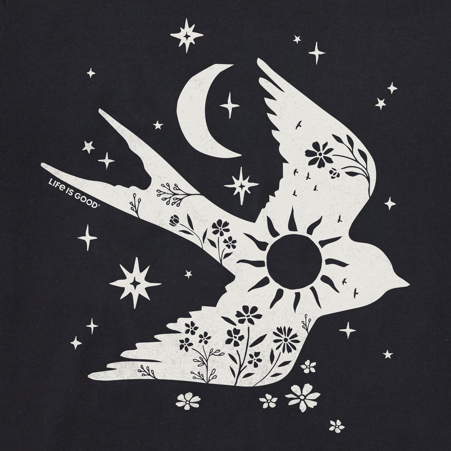 Women's Floral Celestial Sparrow Short Sleeve Crusher Boxy Tee
