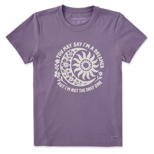 Women's You May Say I'm a Dreamer Sun Moon Short Sleeve Crusher Tee