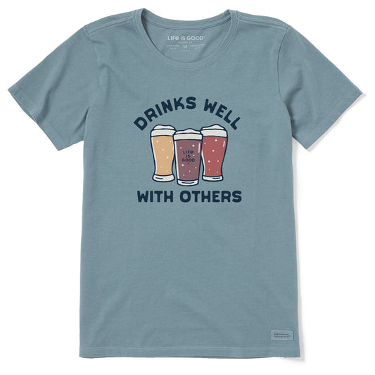 Women's Drinks Beer Well with Others Short Sleeve Crusher Tee