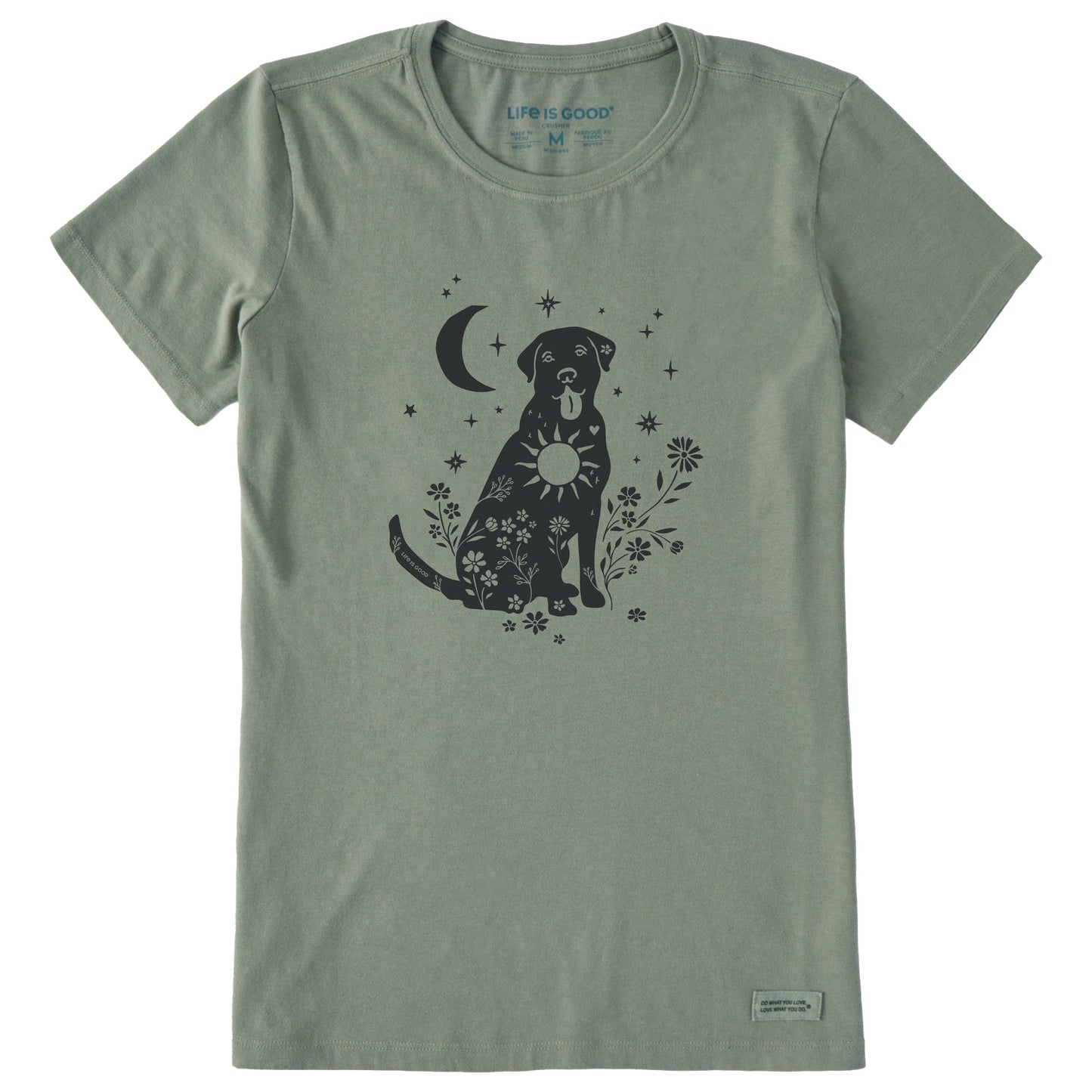 Women's Floral Celestial Dog Short Sleeve Crusher Tee