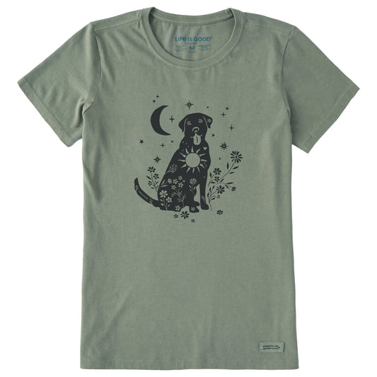 Women's Floral Celestial Dog Short Sleeve Crusher Tee
