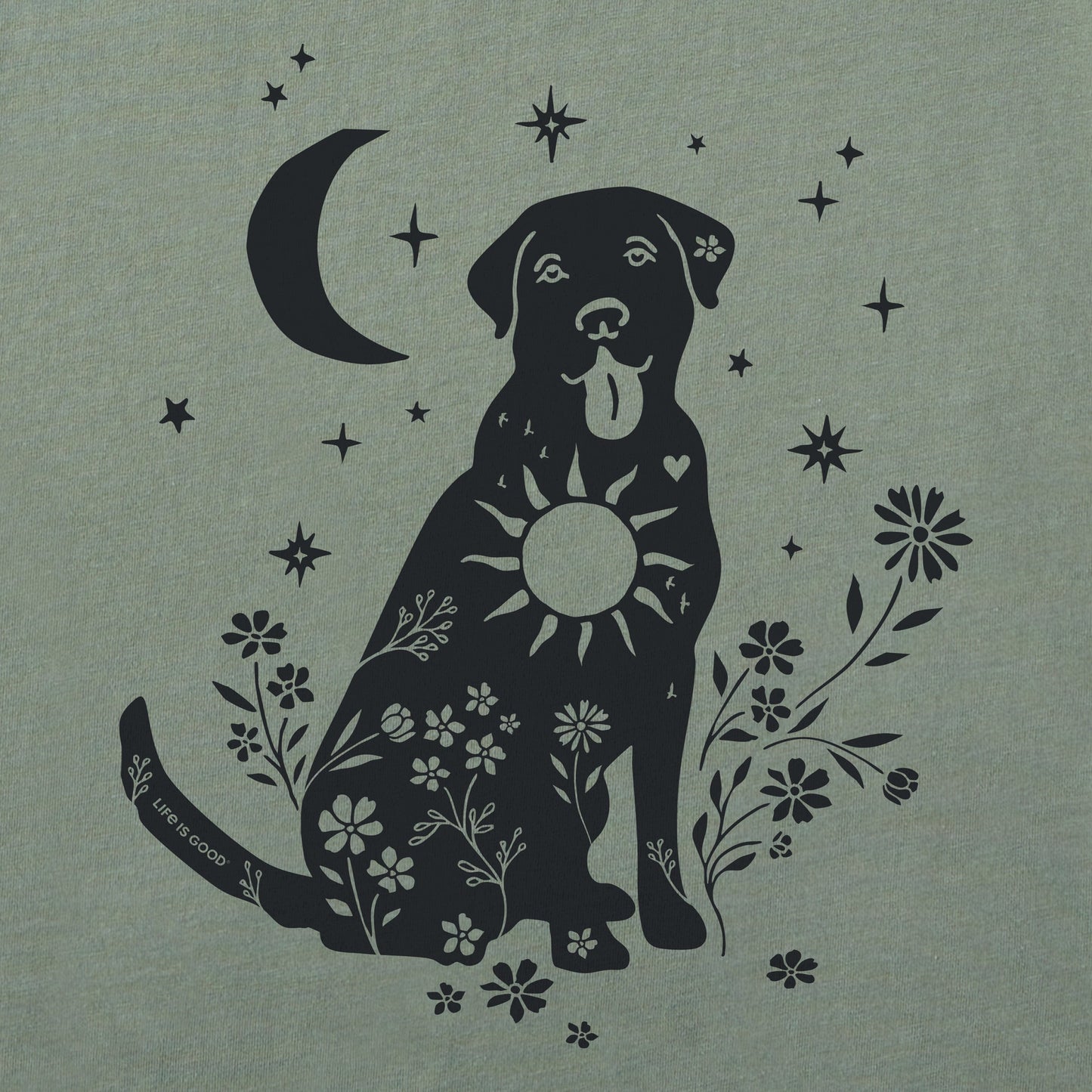 Women's Floral Celestial Dog Short Sleeve Crusher Tee
