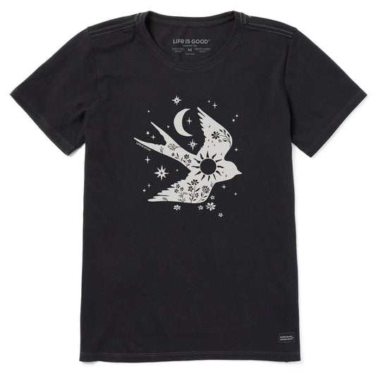 Women's Floral Celestial Sparrow Short Sleeve Crusher Tee