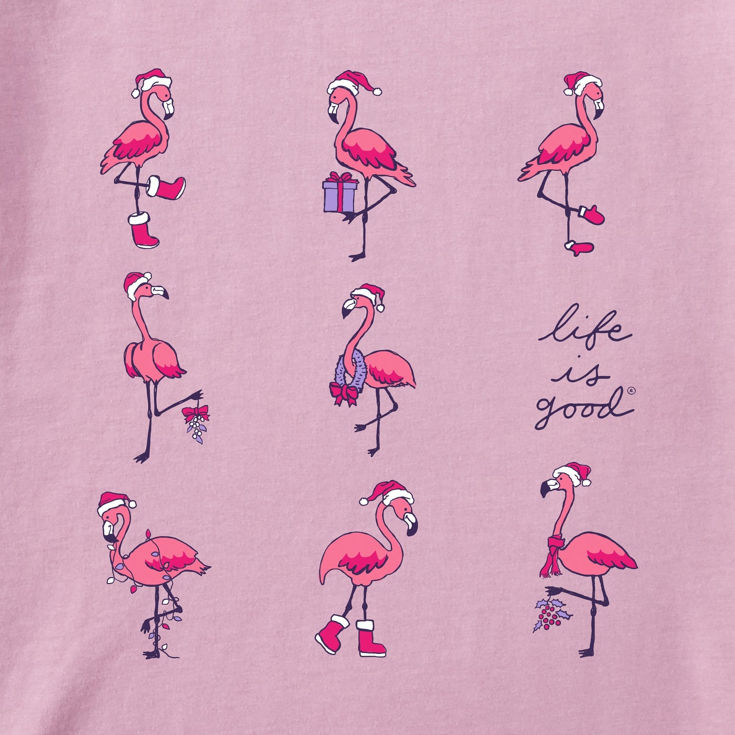 Women's Holiday Flamingos Simply True Fleece Crew