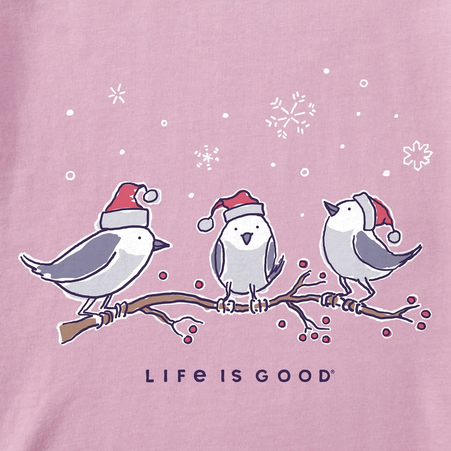 Women's Three Little Holiday Birds Short Sleeve Crusher Vee