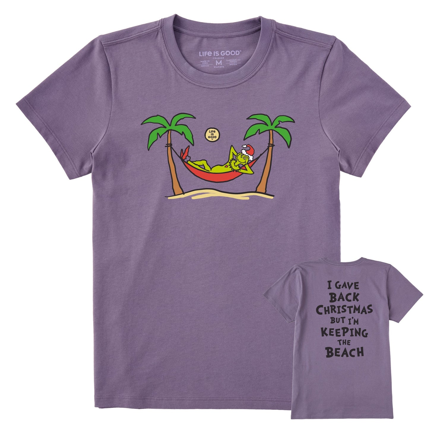 Women's Grinch Gave Back Christmas Beach Short Sleeve Crusher Tee
