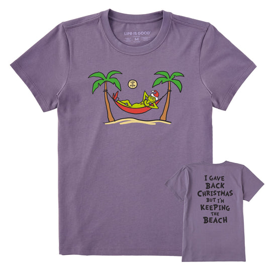 Women's Grinch Gave Back Christmas Beach Short Sleeve Crusher Tee