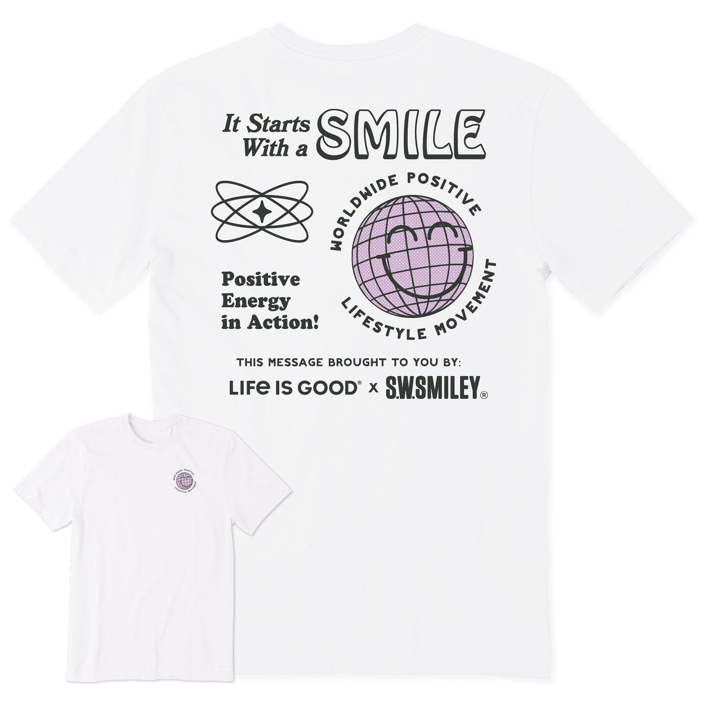 Men's LIG x S.W.Smiley Starts with a Smile Short Sleeve Crusher Tee