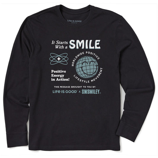 Men's LIG x S.W.Smiley Starts with a Smile Long Sleeve Crusher Tee
