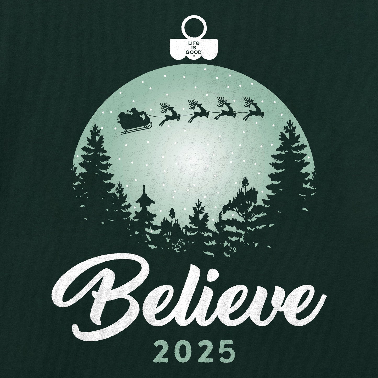 Women's Believe Santa Sleigh 2025 Short Sleeve Crusher Tee