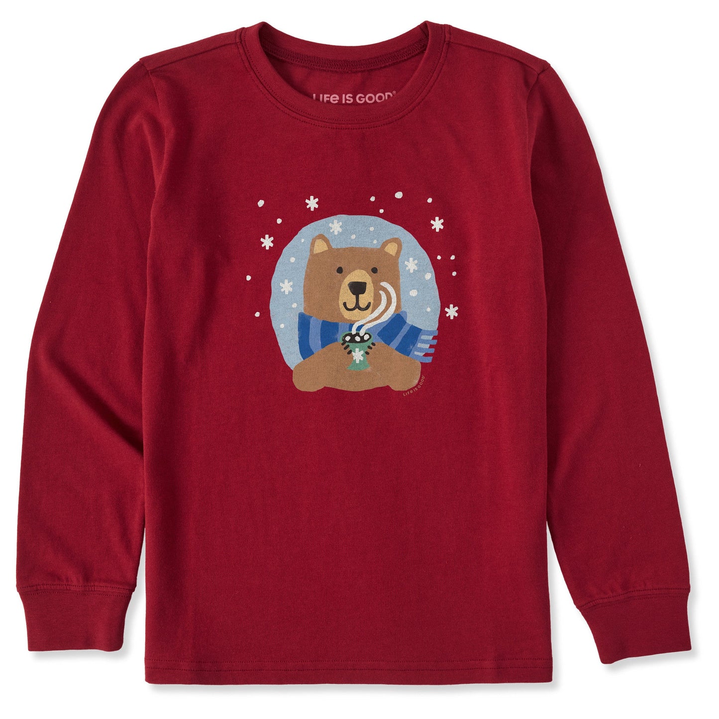 Kids Cocoa Bear Long Sleeve Crusher Tee