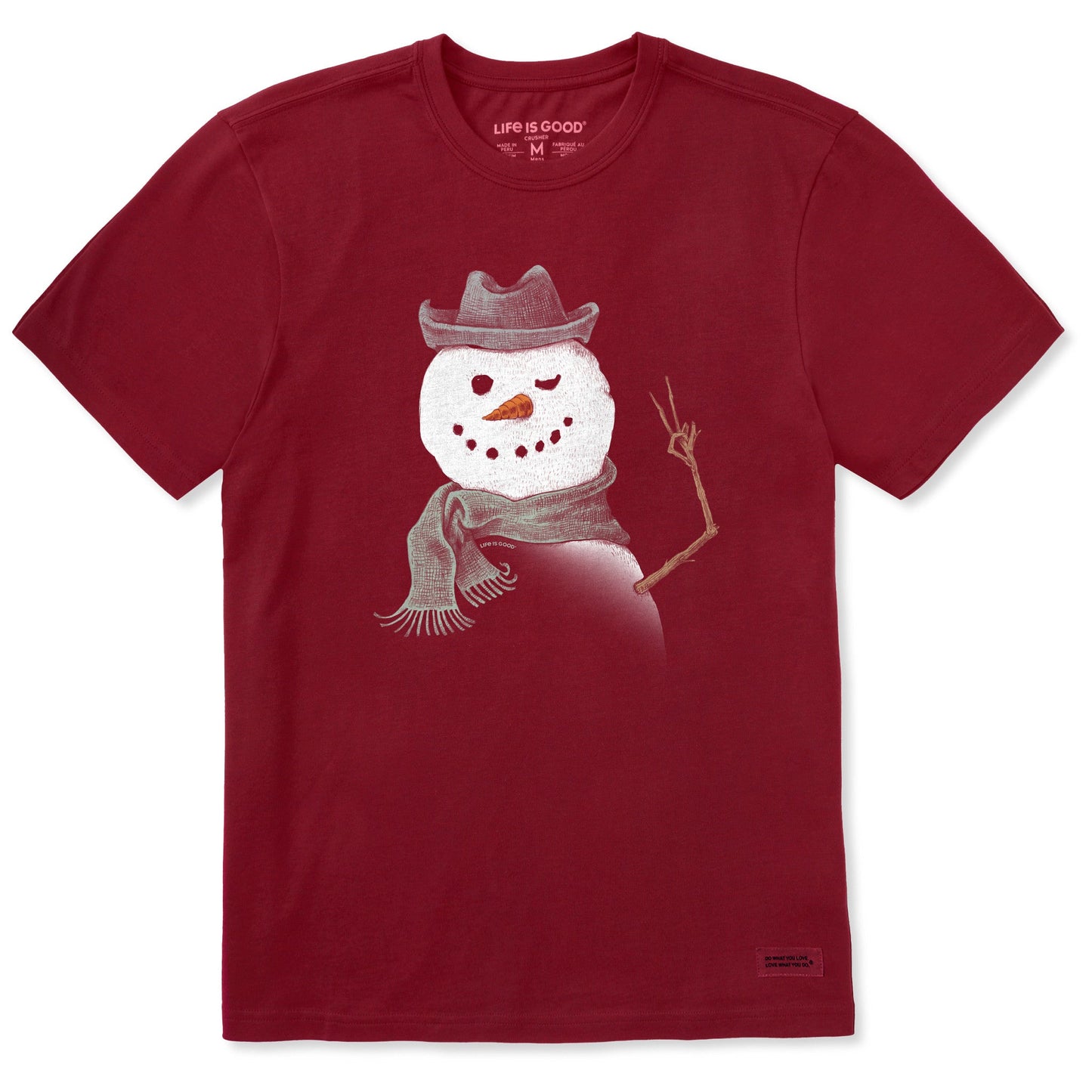 Men's Snowman Peace Sign Short Sleeve Crusher Tee