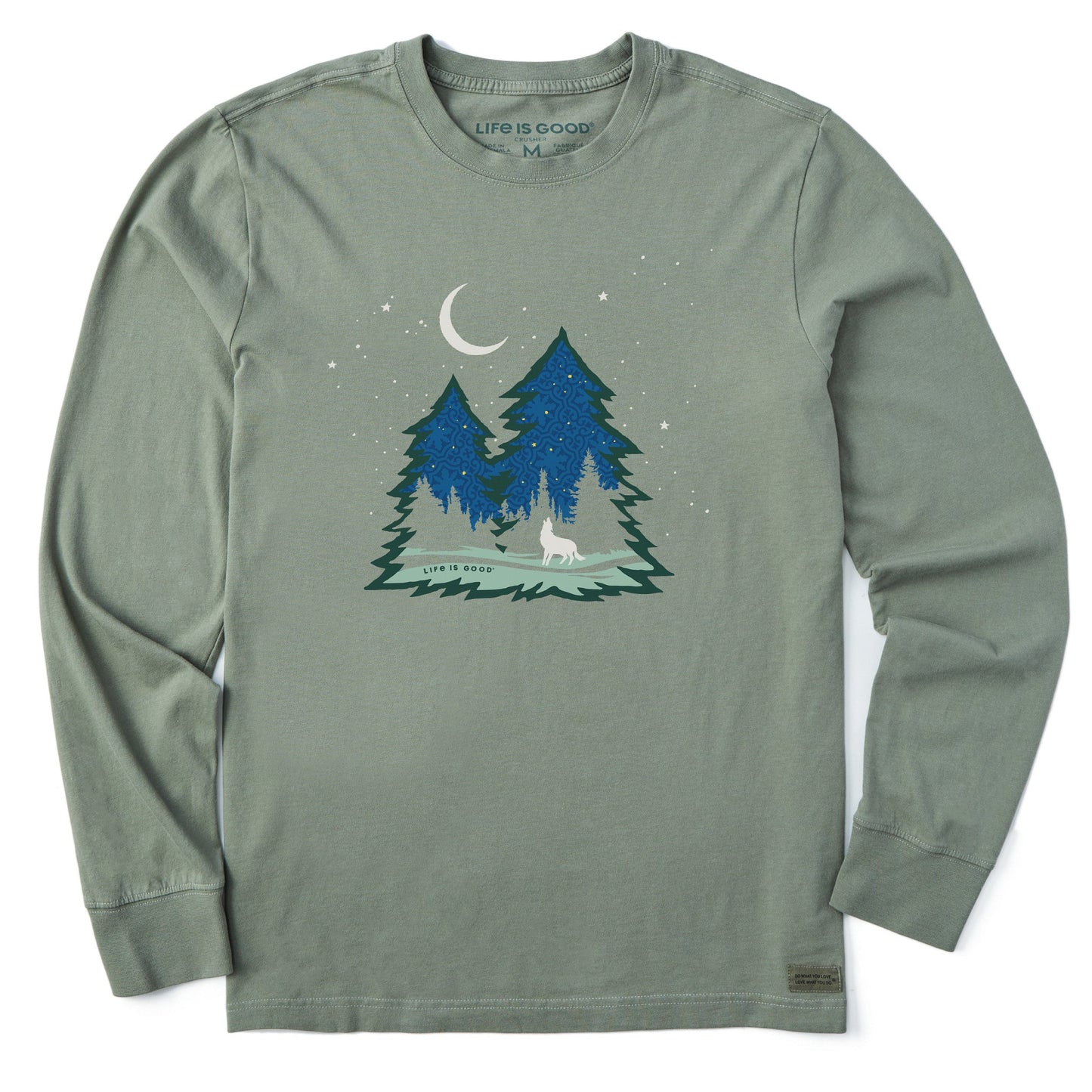 Men's Macro Evergreen Wolf Long Sleeve Crusher Tee