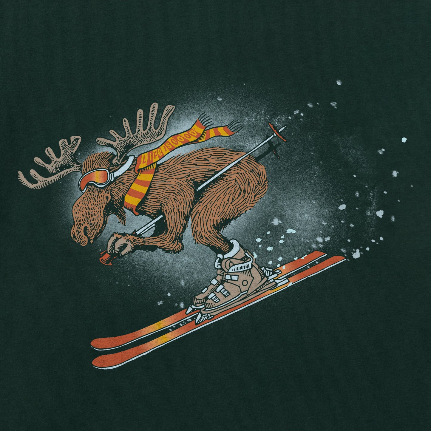 Men's Alpine Moose Skier Long Sleeve Crusher Tee