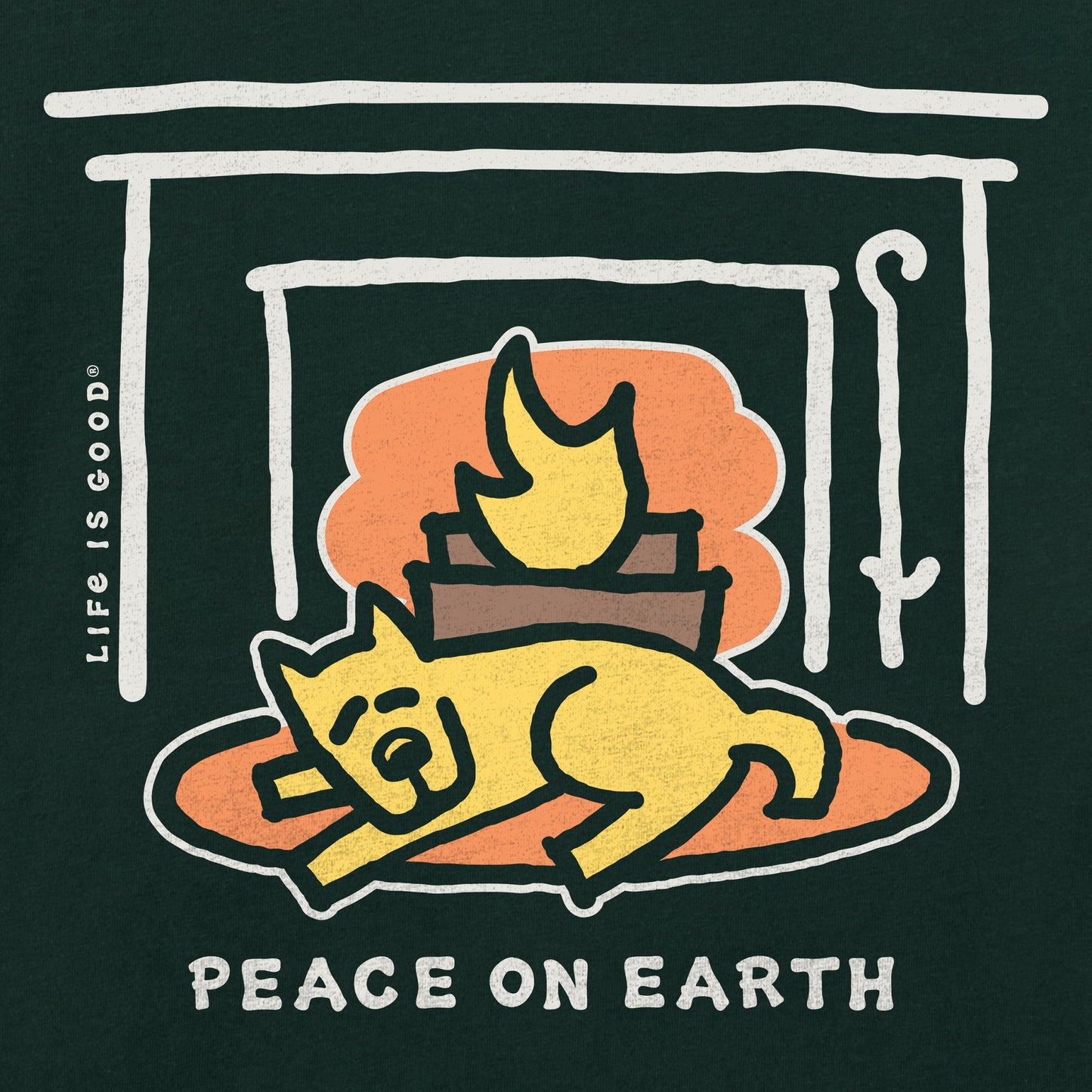 Men's Rocket Fireplace Peace Long Sleeve Crusher Tee