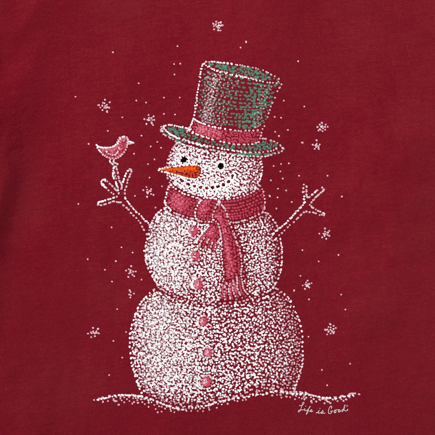 Women's Sparkle Snowman Long Sleeve Crusher Vee