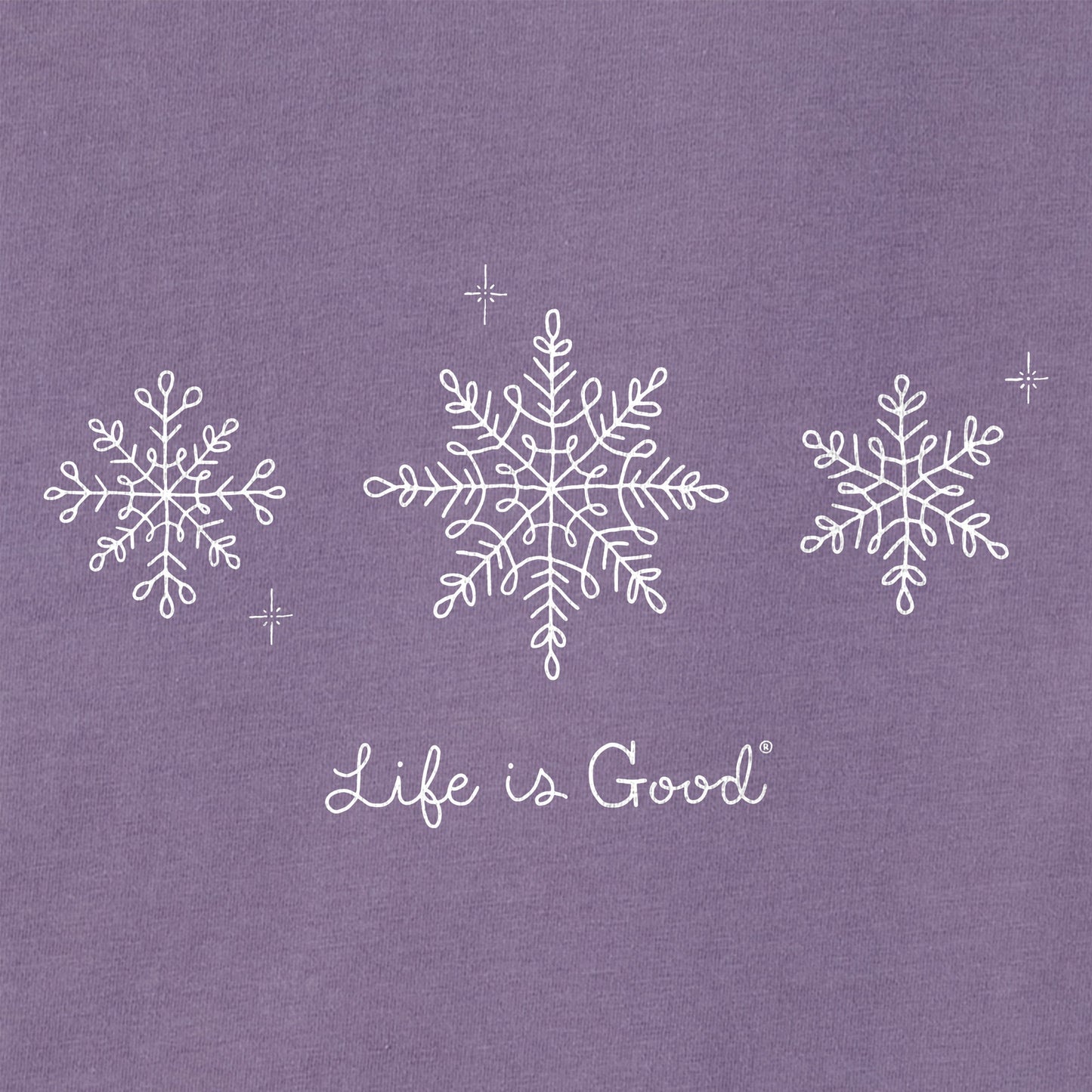 Women's Three Doodle Snowflakes Long Sleeve Crusher Vee