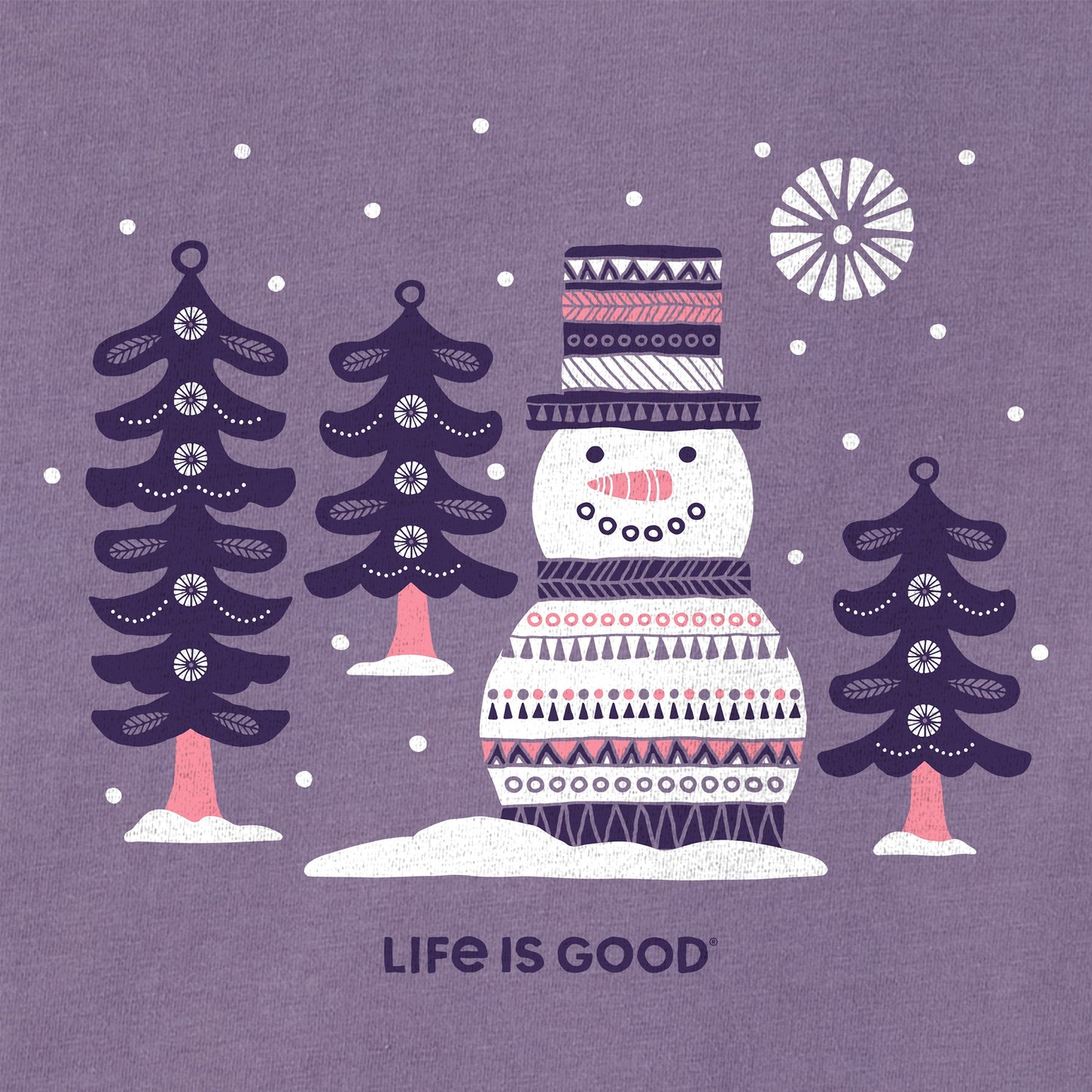 Women's Snowman and Trees Long Sleeve Crusher Tee