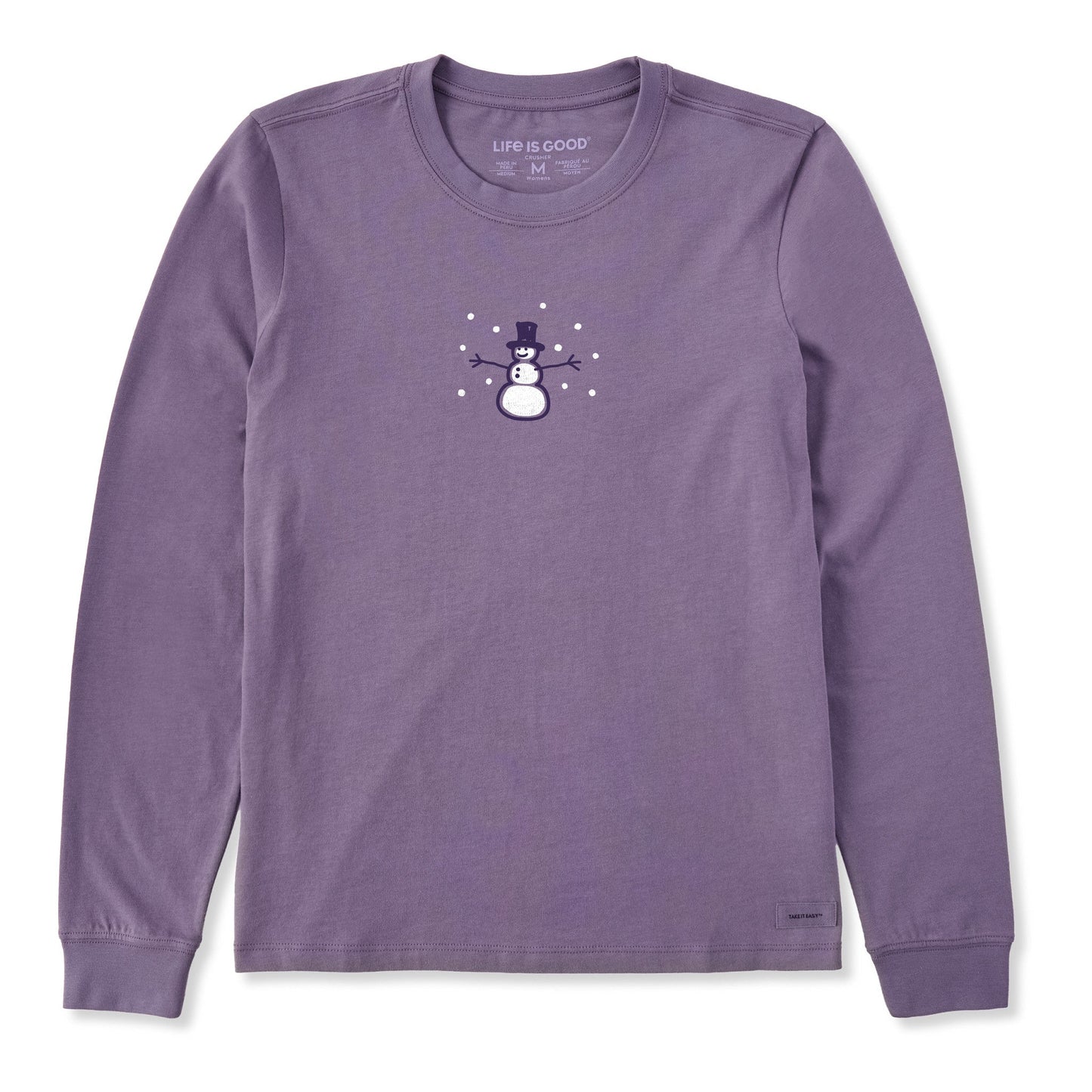 Women's Vintage Snowman Long Sleeve Crusher Tee