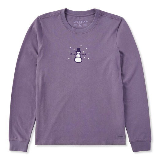 Women's Vintage Snowman Long Sleeve Crusher Tee