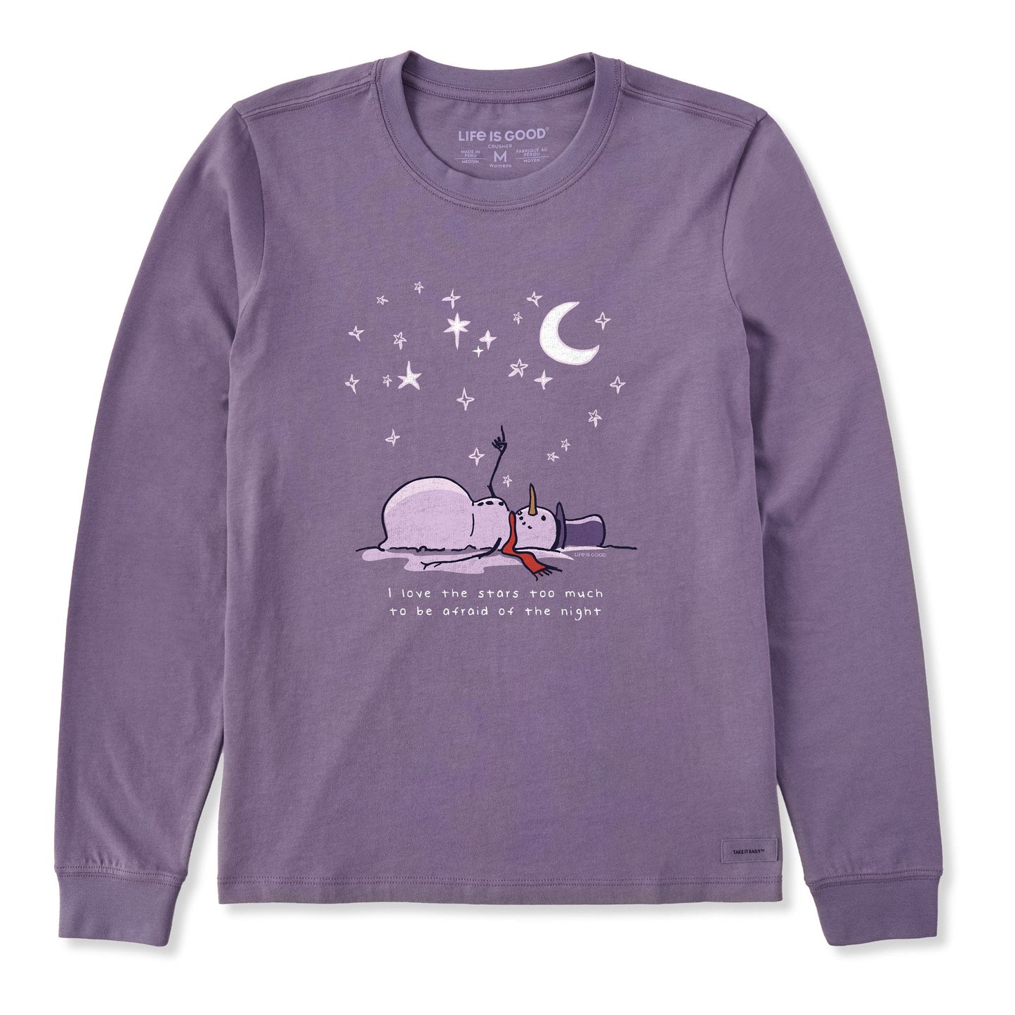 Women's Snowman Star Lover Long Sleeve Crusher Tee