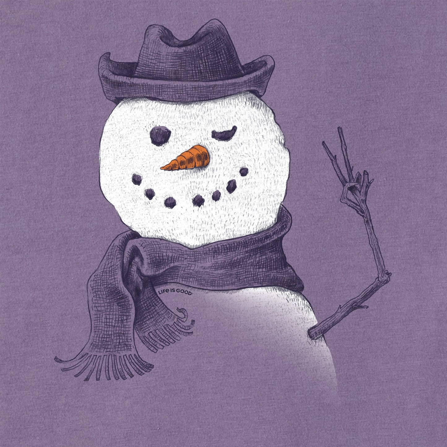 Women's Snowman Peace Sign Long Sleeve Crusher Tee